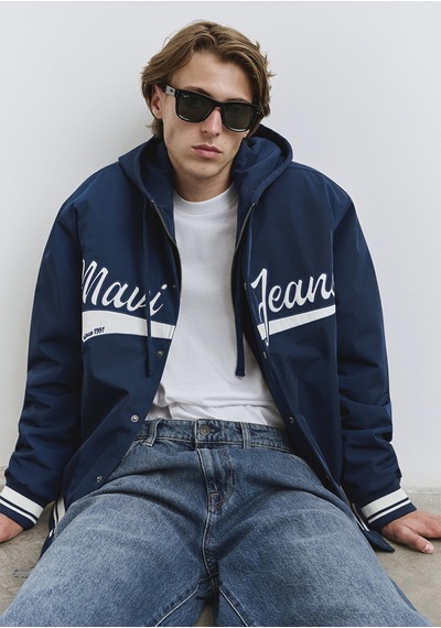 Mavi - Mavi Jeans Baskılı Lacivert Kolej Ceket 0110624-89353 Lacivert