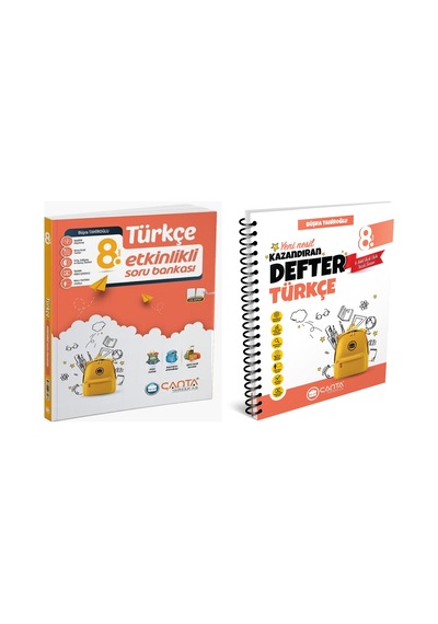 Çanta 2025 8. Sınıf Türkçe Etkinlikli Kazanım Soru Bankası + Defter Seti 2 Kitap