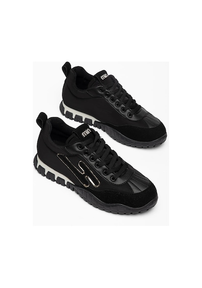 Kadın Siyah Paraşüt Ortopedik Sneaker Yürüyüş Ayakkabısı