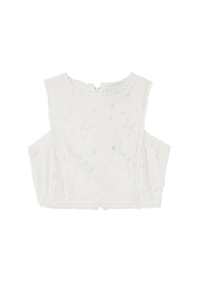 Pearl And Caviar Dantel Detaylı Kısa Üst Off White