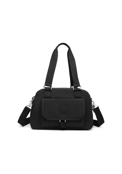 Smart Bags Orta Boy Çok Cepli Su Geçirmez Hafif Krınkıl Kumaş Kadın Omuz Çantası Siyah