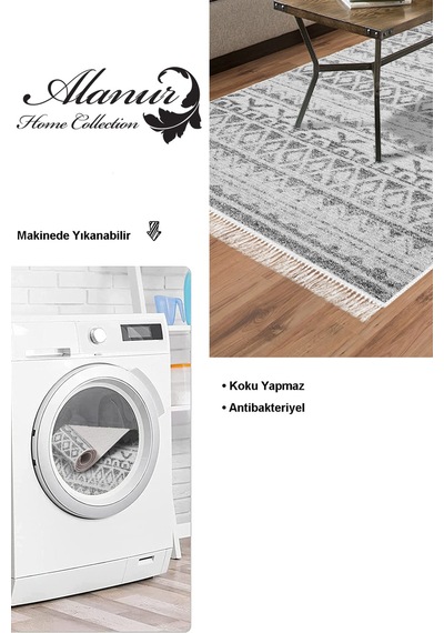 Dekoreko Kaymaz Taban Djt Salon Halısı Trend Saçaklı Iskandinav F5078 gri