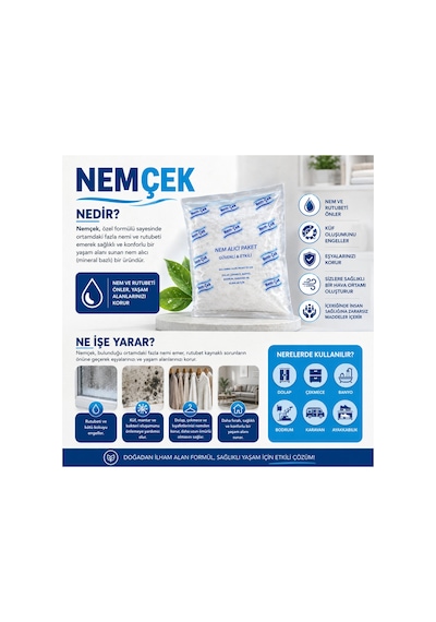 Nemçek Nem Alıcı Rutubet Giderici Küf Önleyici Koku Giderici Korozyon Önleyici 2500 Gr 10 Paket