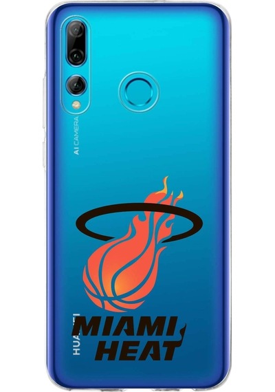 Huawei P Smart Plus 2019 Uyumlu Kapak Miami Heat Tasarımlı Şeffaf Silikon Kılıf Şeffaf