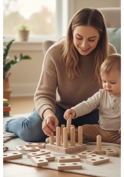 Ahşap Eğitici Kare Tetris Puzzle Model Yapboz