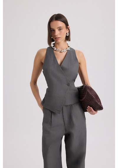 Mai Collection Mai Studios Co. Nagmetah Sırt Pencereli Antrasit Yelek Pantolon Takım Antrasit