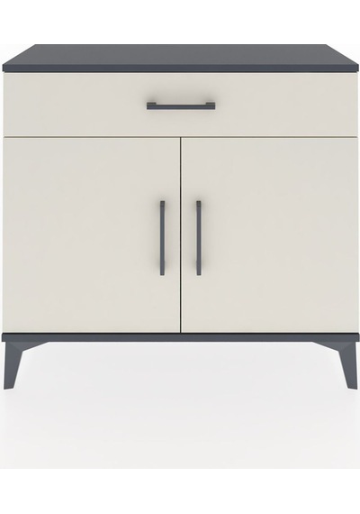 Arges Şifonyer Tek Raflı Tek Çekmeceli 2 Kapaklı 88x30x80 Ant... Antrasit