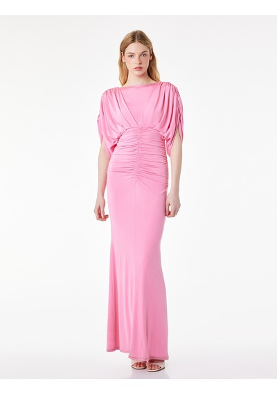 Koton Slim Fit Derin V Yaka Drapeli Yarasa Kol Uzun Abiye Elbise Pembe 6sak80031fk Gül Koton Slim Fit Derin V Yaka Drapeli Yarasa Kol Uzun Abiye Elbise Pembe 6sak80031fk Gül