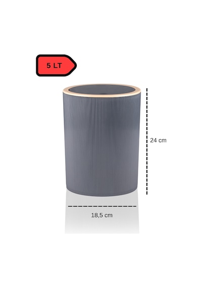 İndecor Houseware Liza 2'li Banyo Seti - Çöp Kovası Wc Fırçası Modern Tasarım - Beyaz Antrasit - Gri