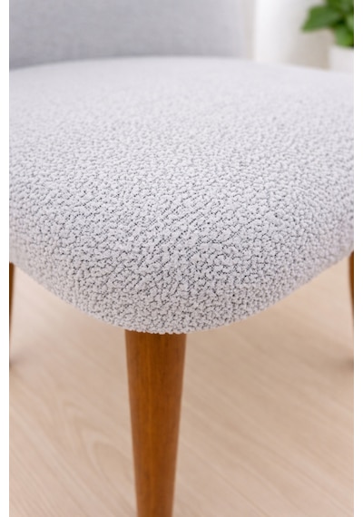 Mutfak Sandalye Kılıfı-büyük Oval Likral Kum Desen Yıkanabilir Lastikli Sandalye Örtüsü Chair Cover Taş - Gri