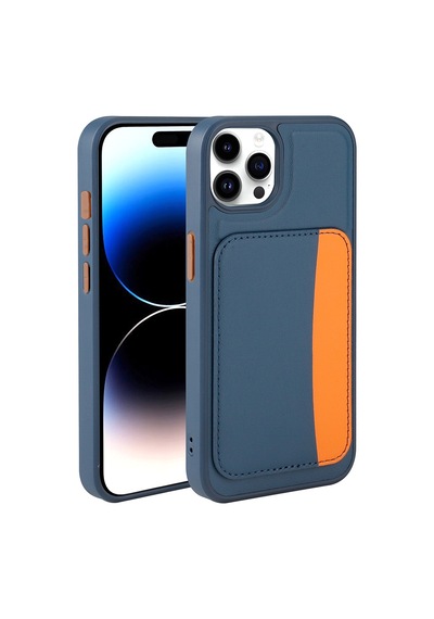 Zore Apple iPhone Uyumlu 14 Pro Max Kılıf Kartlıklı Zore X-kart Silikon Kapak - Lacivert