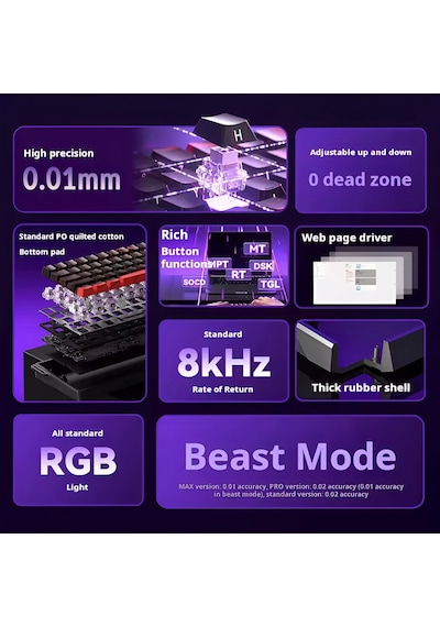 Aula Win60 He Pro Manyetik Klavye Rapid Trigger Xingyi Switch 8000hz Rgb Tkl Hot Swap Oyuncu Klavyesi Gri