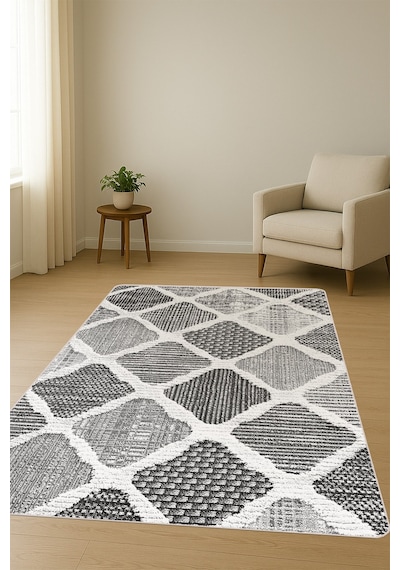 Modern Desenli Dijital Baskı Kaymaz Taban Halı H0902 Renkli