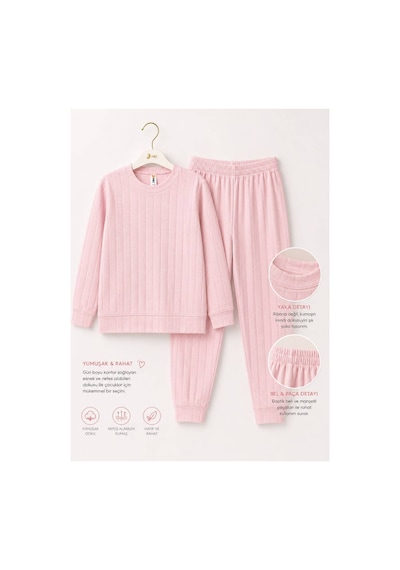 H&c Coolboy H&c Kız Çocuk Pijama Takımı Jakarlı Uzun Kollu Üst Ve Lastikli Alt 2 Li Takım Pembe H&c Coolboy H&c Kız Çocuk Pijama Takımı Jakarlı Uzun Kollu Üst Ve Lastikli Alt 2 Li Takım Pembe