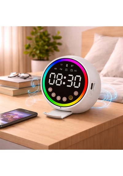 Platoon Pl-4652 Dijital Saat Çalar Ve Bluetooth Wireless Hoparlör Speaker 5w Mini Işıklı Usb Şarjlı