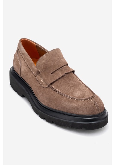 Dericlub Erkek Kalın Taban Loafer Gerçek Deri Fr 244453 Süet Vizon