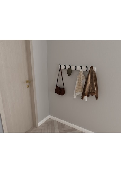 Hepsi3boyutlu Modern Duvar & Kapı Kanca Askılık - 7 Adet Siyah Kanca Askılık - Model No : 2 Siyah