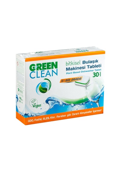 Green Clean Bulaşık Makinası Tableti 30'lu - Bitkisel Formül, Parlatıcı Ve Tuz E 2'li Ekonomik Tarı