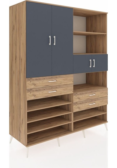 Kronos Gardrop 11 Raflı 4 Çekmeceli 4 Kapaklı 176x59x221 Çam-antrasit/çam Antrasit/çam Kronos Gardrop 11 Raflı 4 Çekmeceli 4 Kapaklı 176x59x221 Çam-antrasit/çam Antrasit/çam