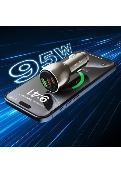 Lenyes Ca66 Hızlı Şarj Özellikli Dual Type-c + Type-c + Usb-a Portlu Pd Araç Şarj Aleti 95w Gold Gold