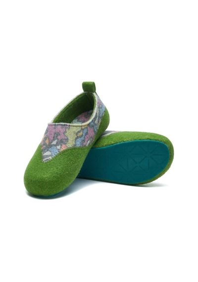 Comfortfusse Yewsh - Kadın Ortopedik Yün Keçe Ev Ayakkabısı Yeşil Yün