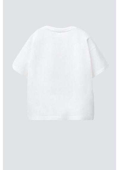 Monila Unisex Çocuk Pamuklu Demokratik Kongo Baskılı T-shirt Ekru