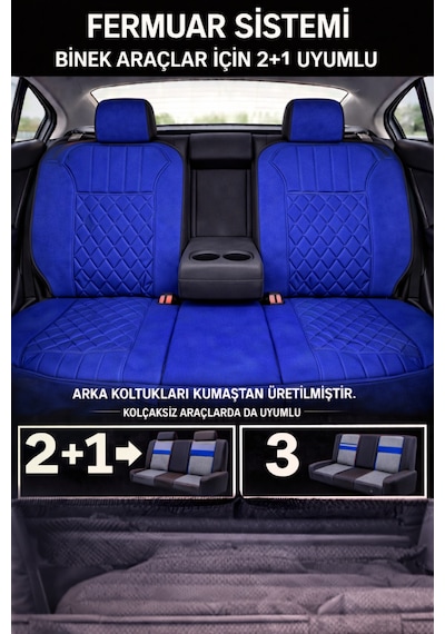 Fiat Egea Cross 2020 Ve Sonrası Uyumlu Zerafet Serisi Mavi Siyah 5'li Ortopedik Koltuk Minderi
