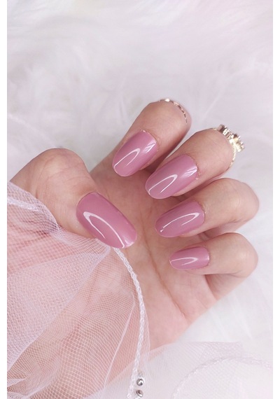24 Adet Renkli Oval Kısa Takma Tırnak Seti 1077 Mercan Pembe