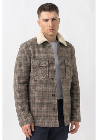 White Stone Aarau 58137 Slim Fit Kürklü Kaban Haki