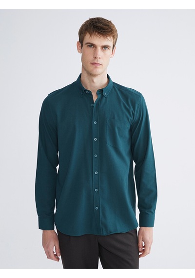 Lcwaıkıkı Classic Petrol Regular Fit Uzun Kollu Armürlü Erkek Gömlek