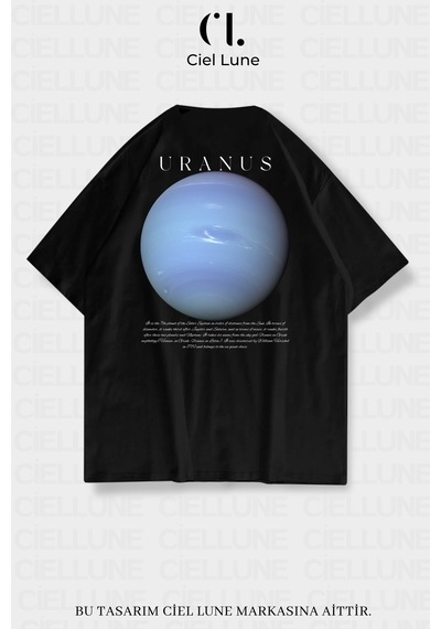 Nevermind Unisex Kadın Erkek Uranüs Baskılı Özel Tasarım Oversize Siyah