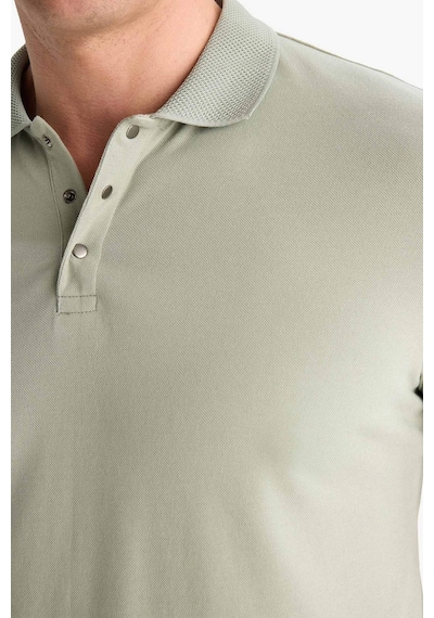 DeFacto Slim Fit Dar Kesim Polo Yaka Kısa Kollu Dokulu Basic Düz Tişört T5259AZ25SMKH434