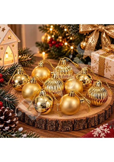 Yılbaşı Ağacı Süsü Gold Cici Top 12li 3 Cm