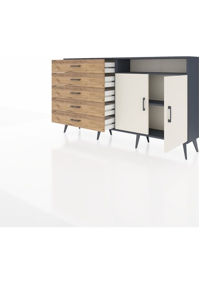 Arges Konsol 2 Raflı 5 Çekmeceli 2 Kapaklı 176x30x99 Antrasit-ayt Antrasit-aytaşı/çam Arges Konsol 2 Raflı 5 Çekmeceli 2 Kapaklı 176x30x99 Antrasit-ayt Antrasit-aytaşı/çam