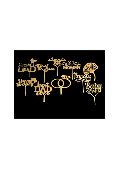 Gümüş-gold Renk Seçenekli Akrilik Pasta Süsü 10 Model Seçenekli 14-15 Cm Doğum Günü Nişan Düğün Baby Shower Pasta Dekoru
