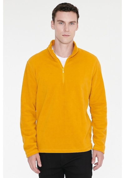 AC&Co / Altınyıldız Classics Erkek Sarı Anti-pilling Tüylenme Yapmayan Standart Fit Dik Yaka Polar Sweatshirt Sarı
