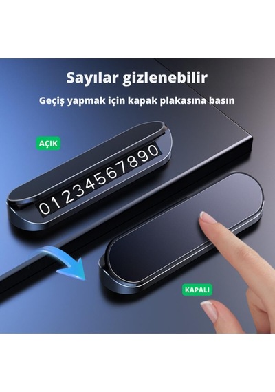 Coofbe Premıum Kapaklı Gizlenebilir Araç Park Telefon Numaratörü Geçici Park Telefon Numaratörü
