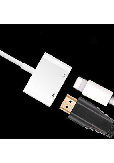 Go Des GD-7565 Lightning HDMI TV ve Şarj Dönüştürücü Adaptör 1080p Full HD - Beyaz ZORE-220455