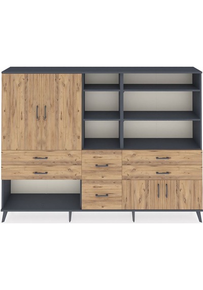 Arges Dolap 10 Raflı 6 Çekmeceli 4 Kapaklı 220x30x163 Antrasit-çam Atlas Çam - Antrasit Arges Dolap 10 Raflı 6 Çekmeceli 4 Kapaklı 220x30x163 Antrasit-çam Atlas Çam - Antrasit