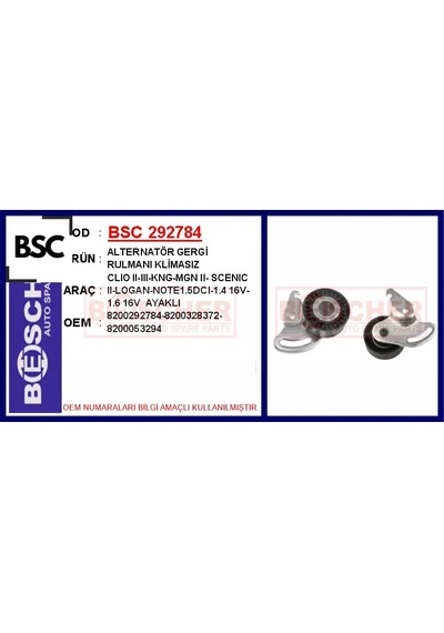 Alternatör Gergi Rulmanı Klimasız Clıo Iı-ııı-kng-mgn Iı- Scenıc Iı-logan-note1.5dcı-1.4 16v-1.6 16 8200292784