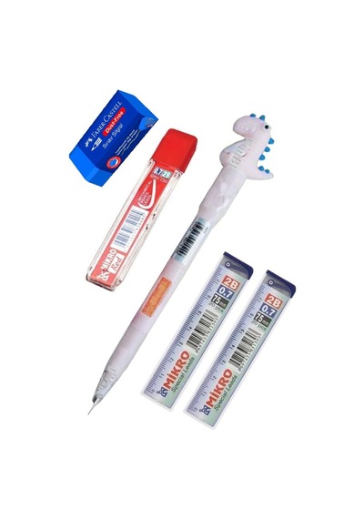 Işıklı Dinazor Uçlu Kalem Seti Pembe 0.7 Mm 1 Paket Dinazor Başlıklı Versatil Kalem Süslü Silikonlu Hediyelik Kalem Pembe