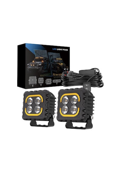 Off Road 3 İnç Led Aydınlatma Kaput Üstü Led Tampon Gündüz Led Ve Sis Farı Projektör Lambası Seti