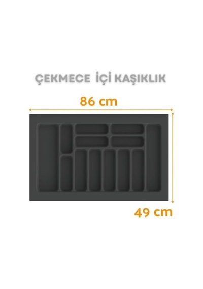 Çekmece İçi Kaşıklık Ve Kepçelik Düzenleyici Antrasit 86x49 Cm 78,5x40 Cm Kadar Kesilebilir Diğer