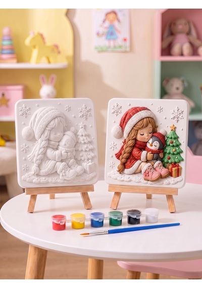 15x15 Yılbaşı Temalı Çocuk Taş Boyama Seti Çocuk Ve Yetişkin Hobi Kiti