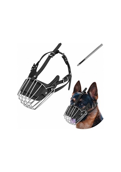İri Irk Metal Deri Köpek Ağızlığı 43 Cm Xxl Siyah