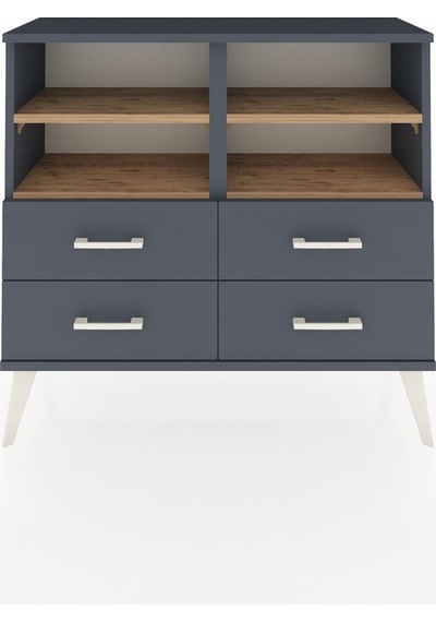 Arges Şifonyer 4 Raflı 4 Çekmeceli 88x30x80 Antrasit-çam/antrasit Çam/antrasit