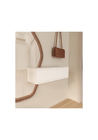Oslo 70cm Duvara Monte Tek Kapaklı Raflı Modern Dresuar Beyaz-beyaz Beyaz-beyaz