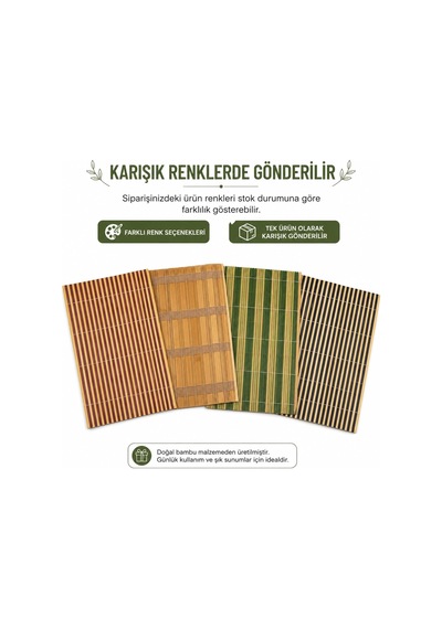Lexroo Bambu Amerikan Servis Sofra Altlığı 43 X 30 Cm 2 Mm Kalınlık Rulo - Tekli, Karışık Renk Çok Renkli