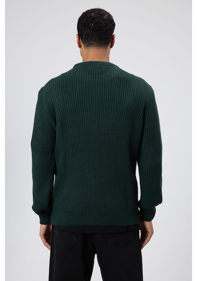 Vamos Bisiklet Yaka Oversize Triko Kazak V60-10 Nefti