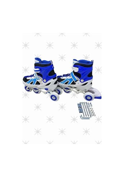 Paten Ayarlanabilir 2 1 Işıklı Metal Gövde Alıştırma Mia Pateni Çanta Hediyeli Işıklı Paten Mavi